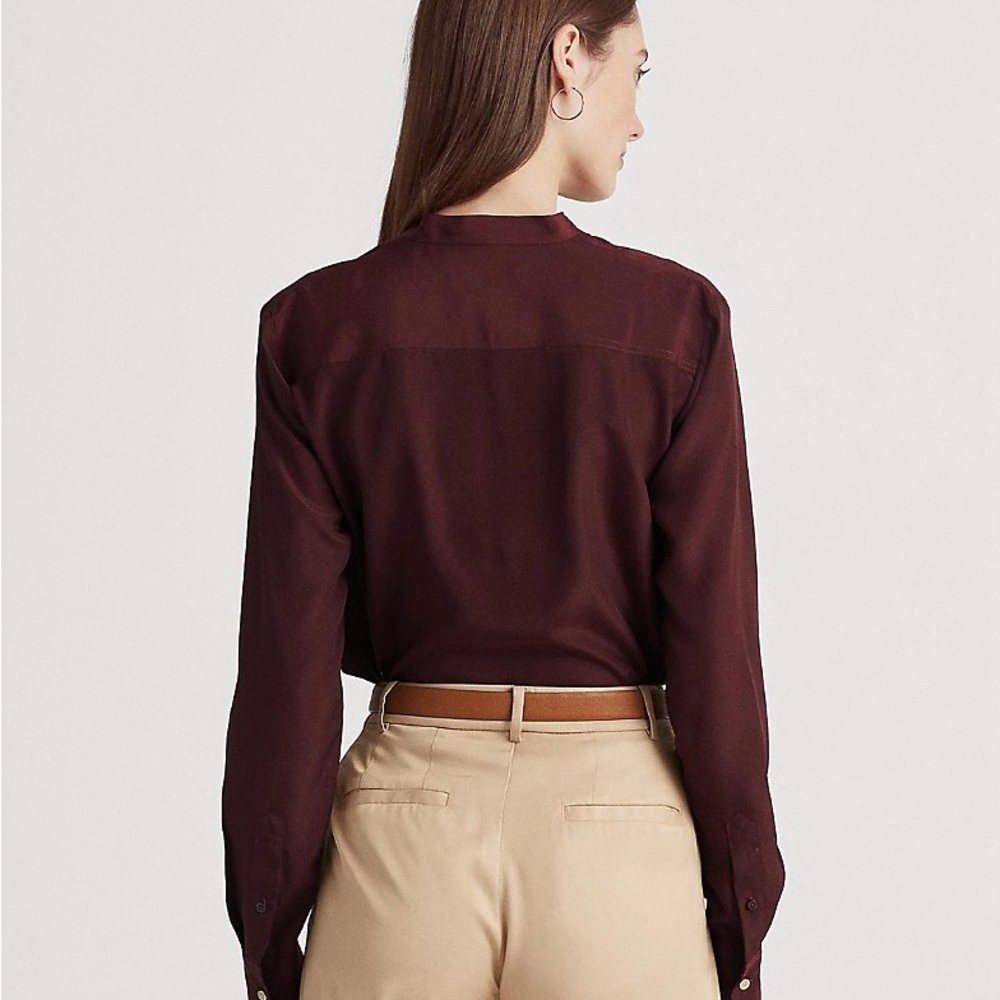 Lauren by Ralph Lauren tie neck long sleeve blouse size medium - Picture 2 of 16